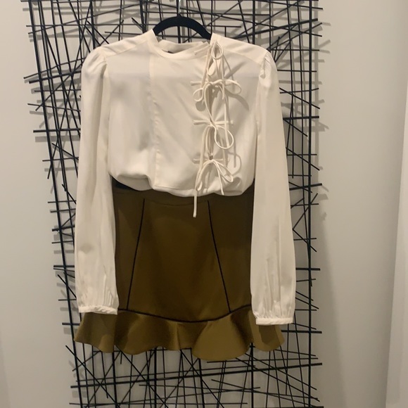 Tie-front Silk Top In Gardenia - Picture 1 of 5